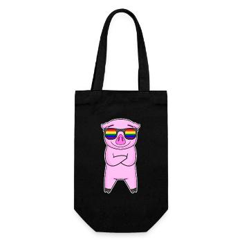Gay Rainbow - Cochon à lunettes - Sac à bouteille - noir - Devant