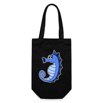 Seepferd Blau - Geschenkbeutel für Flaschen - Schwarz - Vorne