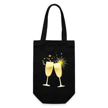 Cheers! Glasses Illustration - Gift Bag for Bottles - black - Front