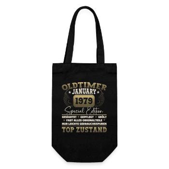 Born 1979 January 44th birthday Gift man - Gift Bag for Bottles - black - Front