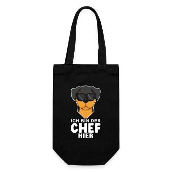 Cool Hund Rottweiler Chef Spruch - Geschenkbeutel für Flaschen - Schwarz - Vorne