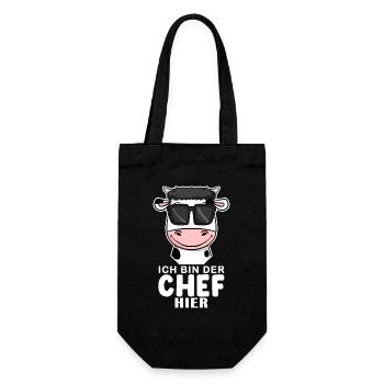 Cool Kuh Chef Spruch - Geschenkbeutel für Flaschen - Schwarz - Vorne