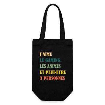 J'aime les animes et peut-etre 3 personnes - manga - Sac à bouteille - noir - Devant