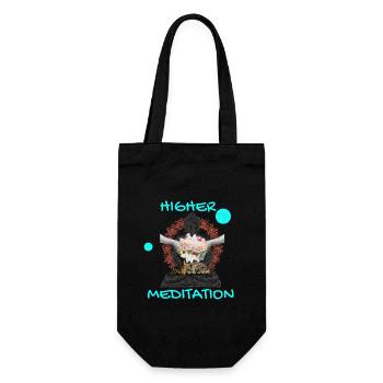 Höheres Meditation-Buddha mit Blumen - Geschenkbeutel für Flaschen - Schwarz - Vorne