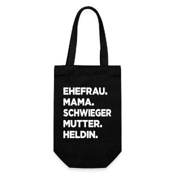 Schwiegermutter Ehefrau Mama Heldin Schwiegermama - Geschenkbeutel für Flaschen - Schwarz - Vorne