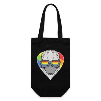 Regenbogen - Hund mit Brille - Pudel - Geschenkbeutel für Flaschen - Schwarz - Vorne
