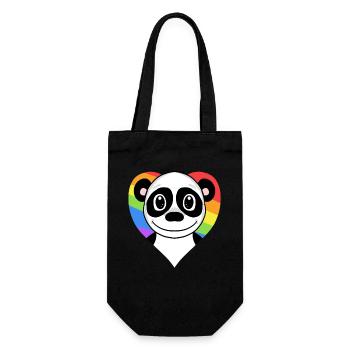 Gay Regenbogen Herz Tier Panda - Geschenkbeutel für Flaschen - Schwarz - Vorne