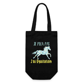 Je peux pas j'ai equitation florale poney cheval - Sac à bouteille - noir - Devant