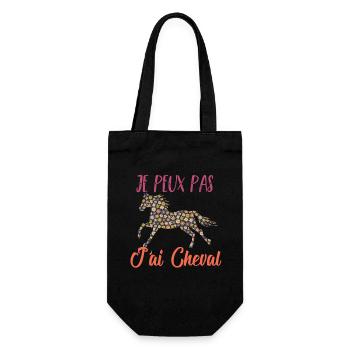 Je peux pas j'ai cheval florale poney equitation - Sac à bouteille - noir - Devant