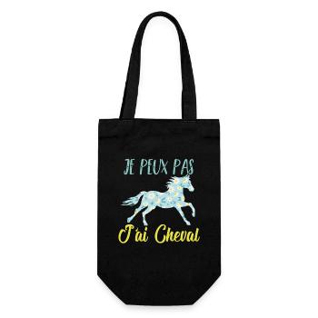 Je peux pas j'ai cheval florale poney equitation - Sac à bouteille - noir - Devant
