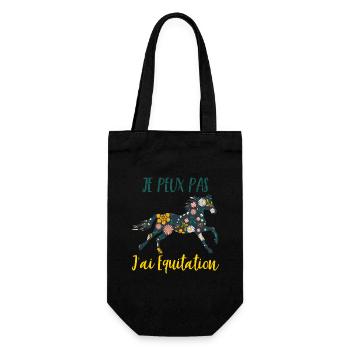 Je peux pas j'ai equitation florale poney cheval - Sac à bouteille - noir - Devant