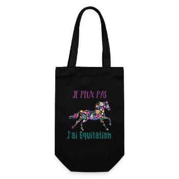 Je peux pas j'ai equitation florale poney cheval - Sac à bouteille - noir - Devant