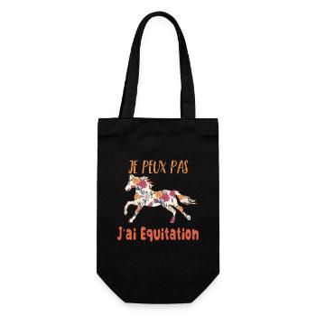 Je peux pas j'ai equitation florale poney cheval - Sac à bouteille - noir - Devant
