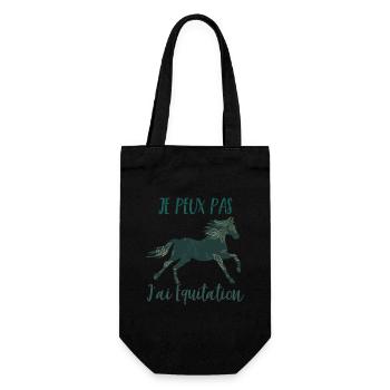 Je peux pas j'ai equitation florale poney cheval - Sac à bouteille - noir - Devant