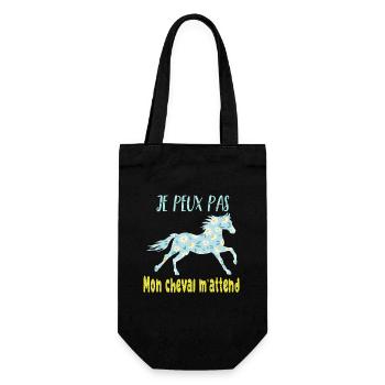 Je peux pas mon cheval m'attend - florale poney - Sac à bouteille - noir - Devant