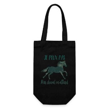 Je peux pas mon cheval m'attend - florale poney - Sac à bouteille - noir - Devant