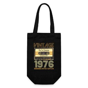 January born 1976 47th birthday gift - Gift Bag for Bottles - black - Front