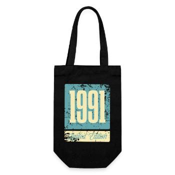 1991 Geboren Geburtstag Geburtsjahr - Geschenkbeutel für Flaschen - Schwarz - Vorne