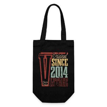 2014 Birthday Year of birth Year of construction Vintage Retro - Gift Bag for Bottles - black - Front