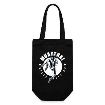Muay Thai Boxen Kickboxen Never Give Up MMA - Geschenkbeutel für Flaschen - Schwarz - Vorne