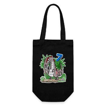 7 Jahre alt - 7. Geburtstag mit Tier Motiv - Dino - Geschenkbeutel für Flaschen - Schwarz - Vorne