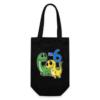 6 Jahre alt - 6. Geburtstag mit Tier Motiv - Dino - Geschenkbeutel für Flaschen - Schwarz - Vorne