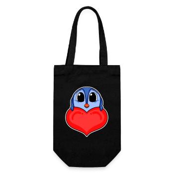 Penguin with Heart - Love Romantic - Gift Bag for Bottles - black - Front