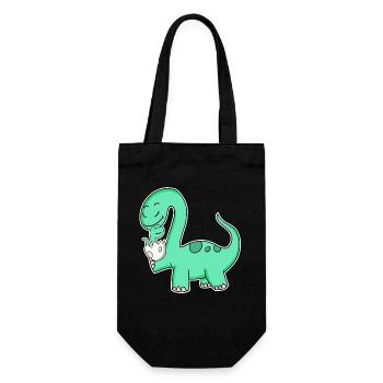 Dinosaur with baby dinosaur - Gift Bag for Bottles - black - Front