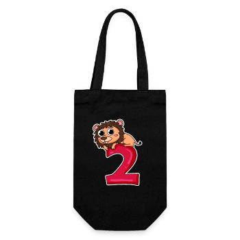 2 Jahre alt - 2. Geburtstag mit Tier Motiv - Geschenkbeutel für Flaschen - Schwarz - Vorne