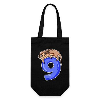9 Jahre alt - 9. Geburtstag mit Tier Motiv - Geschenkbeutel für Flaschen - Schwarz - Vorne