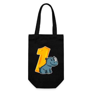 1 year old - Enrollment - Rhinoceros motif - Win - Gift Bag for Bottles - black - Front