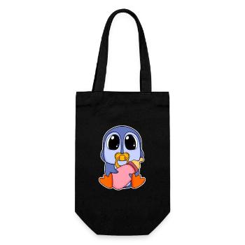 Baby Pinguin Motiv - Geschenkbeutel für Flaschen - Schwarz - Vorne