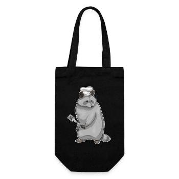 Waschbär Koch Pfannenwender Kochen - Geschenkbeutel für Flaschen - Schwarz - Vorne