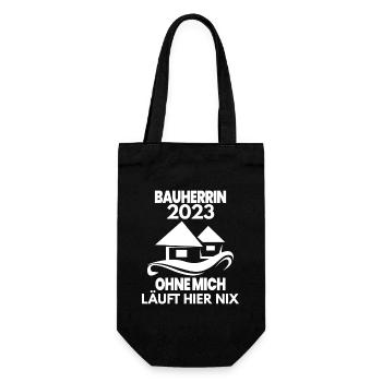 Bauherrin 2023 Hausbau Baustelle Richtfest - Geschenkbeutel für Flaschen - Schwarz - Vorne