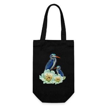Der elegante Kranich mit Blumen - Geschenkbeutel für Flaschen - Schwarz - Vorne