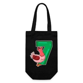 7 Jahre alt - 7. Geburtstag mit Tier Motiv - Huhn - Geschenkbeutel für Flaschen - Schwarz - Vorne