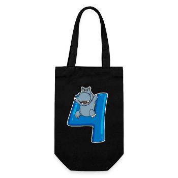 4 ans - 4ème anniversaire avec motif animal - Sac à bouteille - noir - Devant