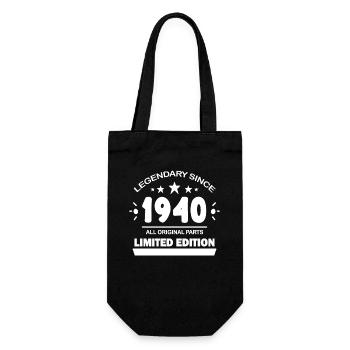 1940 - Born 1940 - Year of construction 1940 Spruch - Gift Bag for Bottles - black - Front