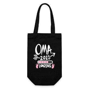 Oma 2023 - Werdende Oma 2023 - Oma Loading - Geschenkbeutel für Flaschen - Schwarz - Vorne