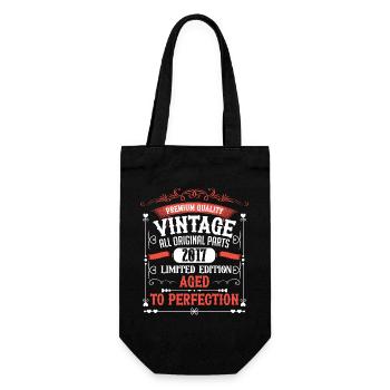 2017 Year of birth Born Birthday Vintage - Gift Bag for Bottles - black - Front