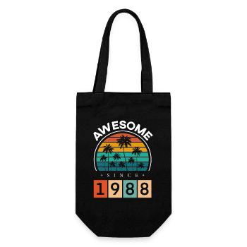 1988 Born Birthday Year of birth vintage - Gift Bag for Bottles - black - Front