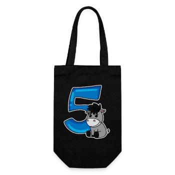 5 ans - 5ème anniversaire avec motif animal - Sac à bouteille - noir - Devant