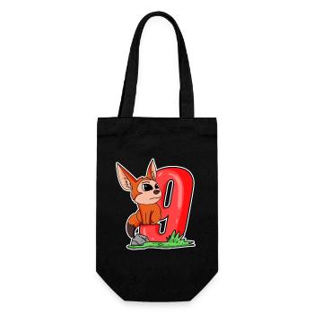 8 Jahre alt - 8. Geburtstag mit Tier Motiv - Fuchs - Geschenkbeutel für Flaschen - Schwarz - Vorne