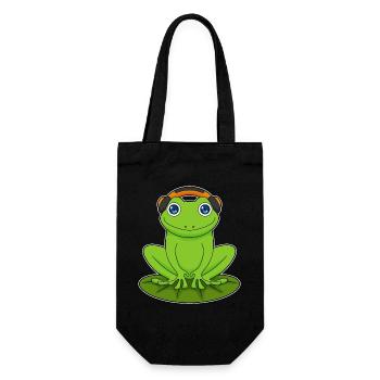 Frosch Kopfhörer Musik - Geschenkbeutel für Flaschen - Schwarz - Vorne