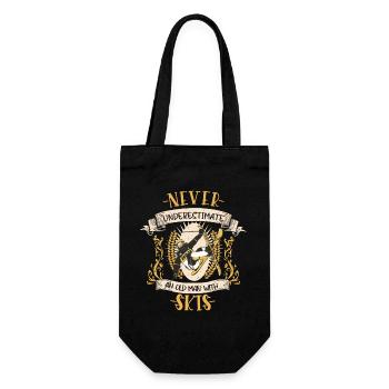 Skiers Skiing Winter Sports Mountains Gift - Gift Bag for Bottles - black - Front