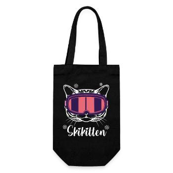 Après Ski Skifahren Skiurlaub Skikitten Geschenk - Geschenkbeutel für Flaschen - Schwarz - Vorne