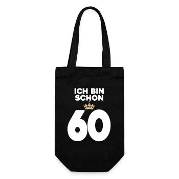60. Geburtstag Geschenk - 60 Jahre mit Krone - Geschenkbeutel für Flaschen - Schwarz - Vorne