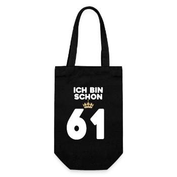 61. Geburtstag Geschenk - 61 Jahre mit Krone - Geschenkbeutel für Flaschen - Schwarz - Vorne