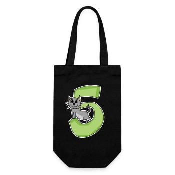 5 years old - 5th birthday with animal motif - cat - Gift Bag for Bottles - black - Front