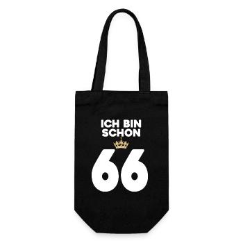 66. Geburtstag Geschenk - 66 Jahre mit Krone - Geschenkbeutel für Flaschen - Schwarz - Vorne